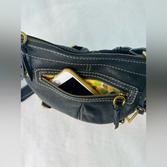 Fossil Black Soft Pebble Leather Medium Size Crossbody Bag Or Wallet - Picture 5 of 11